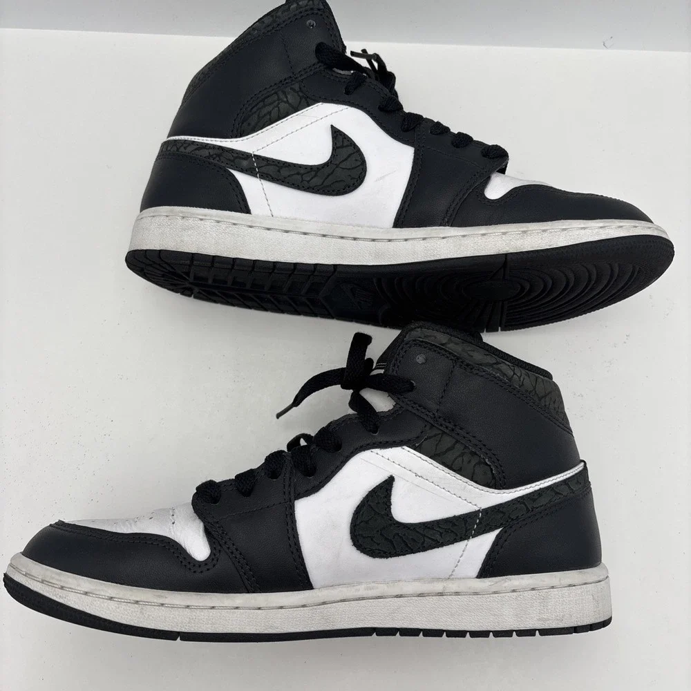 Nike Air Jordan 1 Mid Black White Men's‎ Size 8 FB9911-001 Pre-Owned Clean